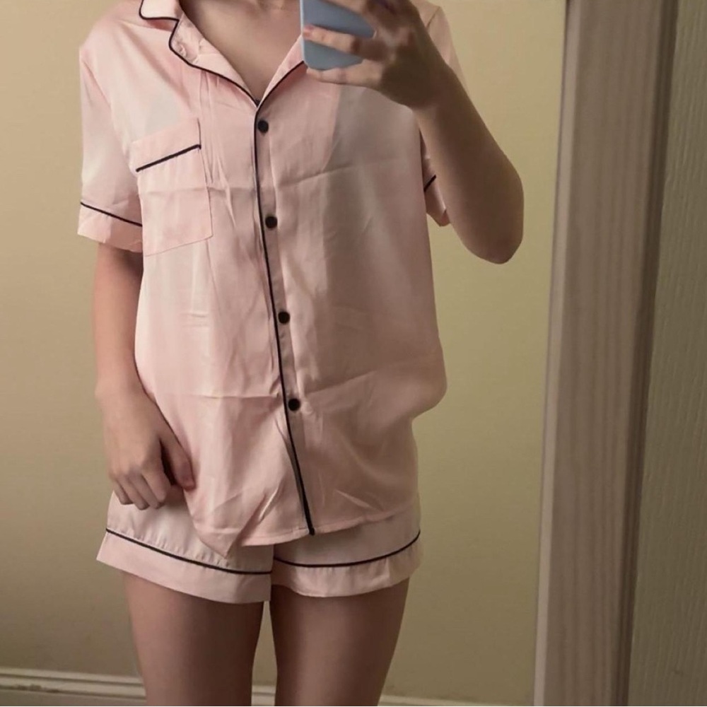 Pink Satin Pajama Set